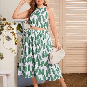 Tropical Print Halter Top and Skirt